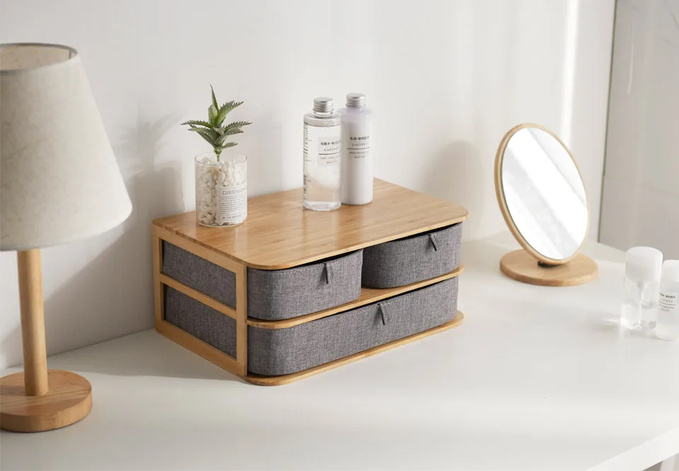 Многослойная бамбуковая деревянная настольная коробка для хранения ящика, отделочная коробка для дома и офиса, органайзер для шкафов, многофункциональная