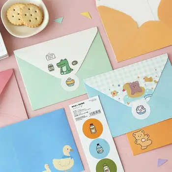 

3Pcs/Set Kawaii Envelope Sticker Set Cute Animal Message Card Letter Stationary Storage Paper Gift Fairy tale Island series