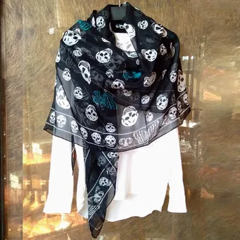 

KMS Fashion skull butterfly silk scarf all over the year 110*180CM/40G