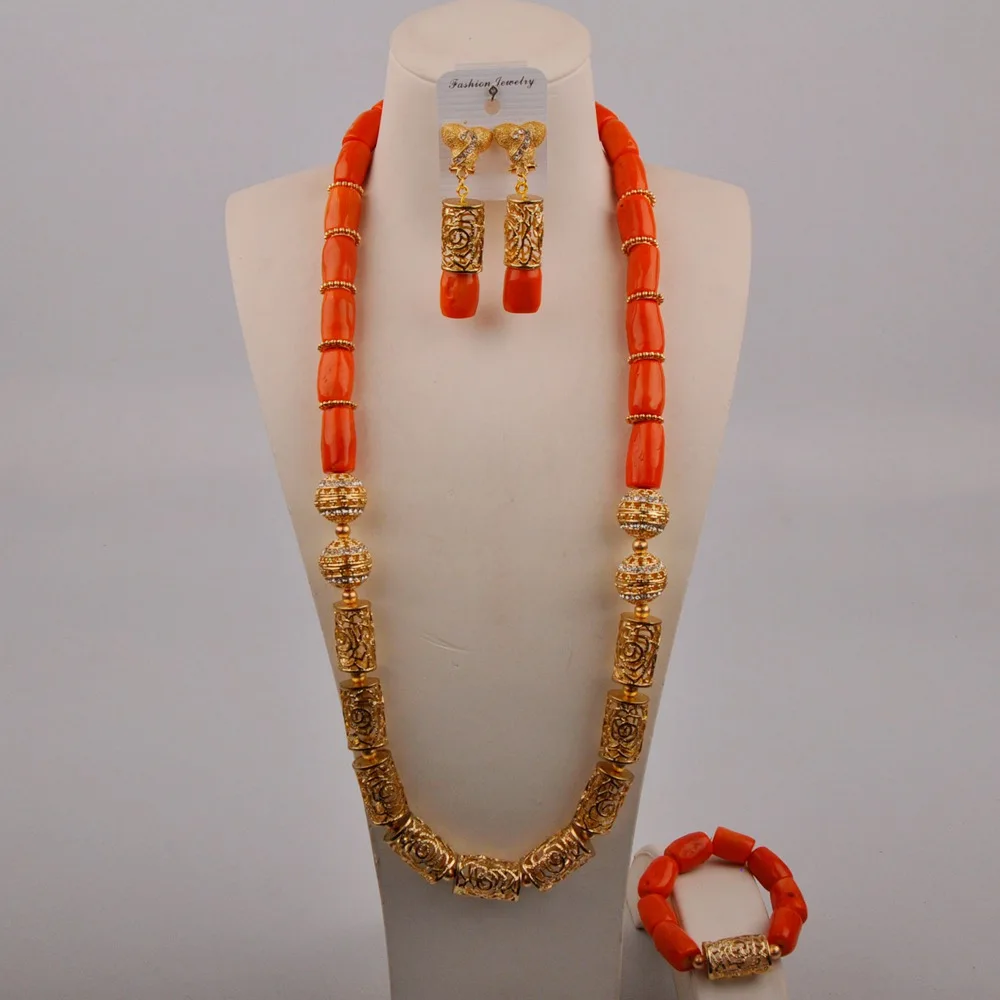 

New Arrival Fashion Coral Beads African Jewelry Set 32inches Long Nature Coral Necklace Jewelry Set Free Shipping