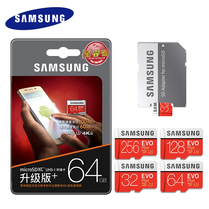 

Samsung Evo plus memory card microsd 32GB 64GB micro sd card 128GB 256GB SD/TF Card Class 10 flash cards for HD 4K Smartphone