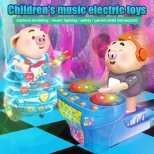 Электрический мультфильм свинья игрушка семья Рождественская вечеринка качели музыка свинья игрушка для детей FJ88