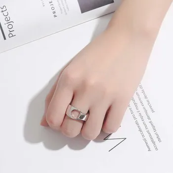 

100% Authentic 925 sterling silver Hollow-Out Geometric intertwine Band Rings high quality TLJ902