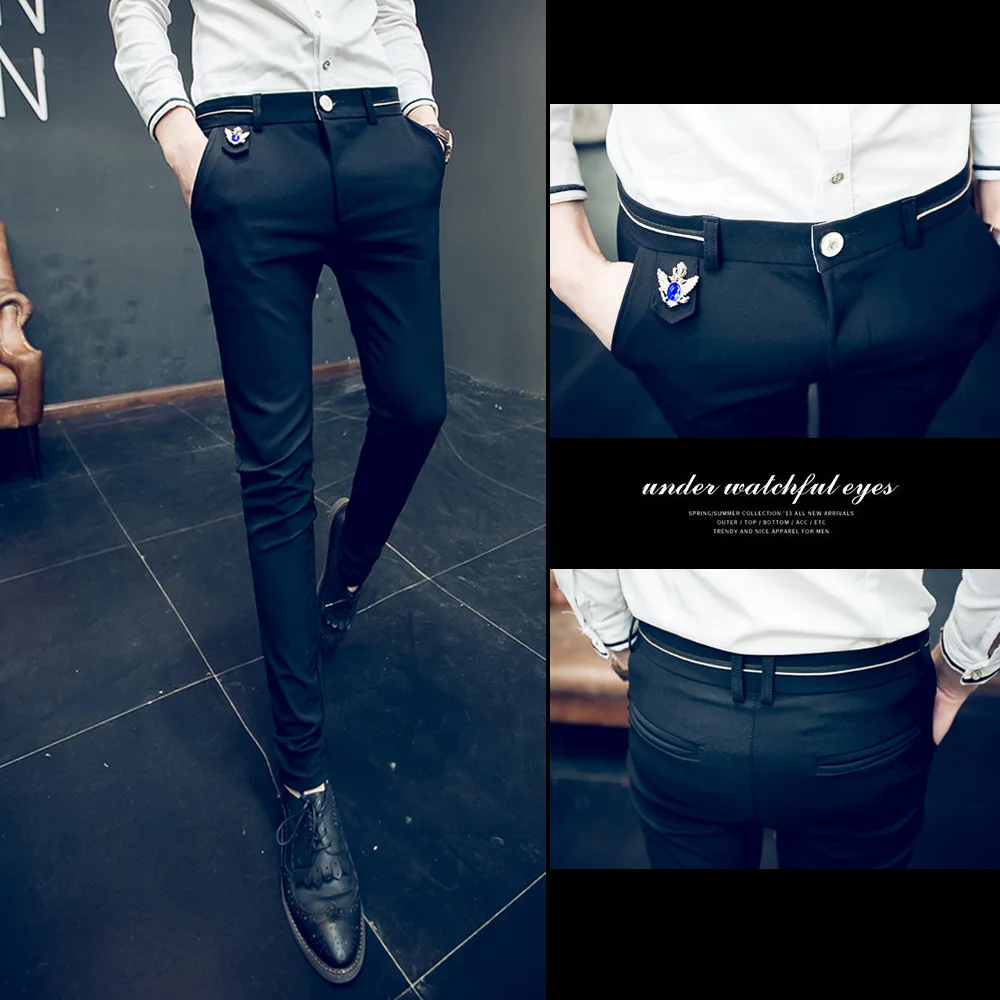 

Autumn New Products Men Korean-style Leggings Teenager Slim Fit Skinny Pants Hair Stylist Elasticity Casual Long Pants