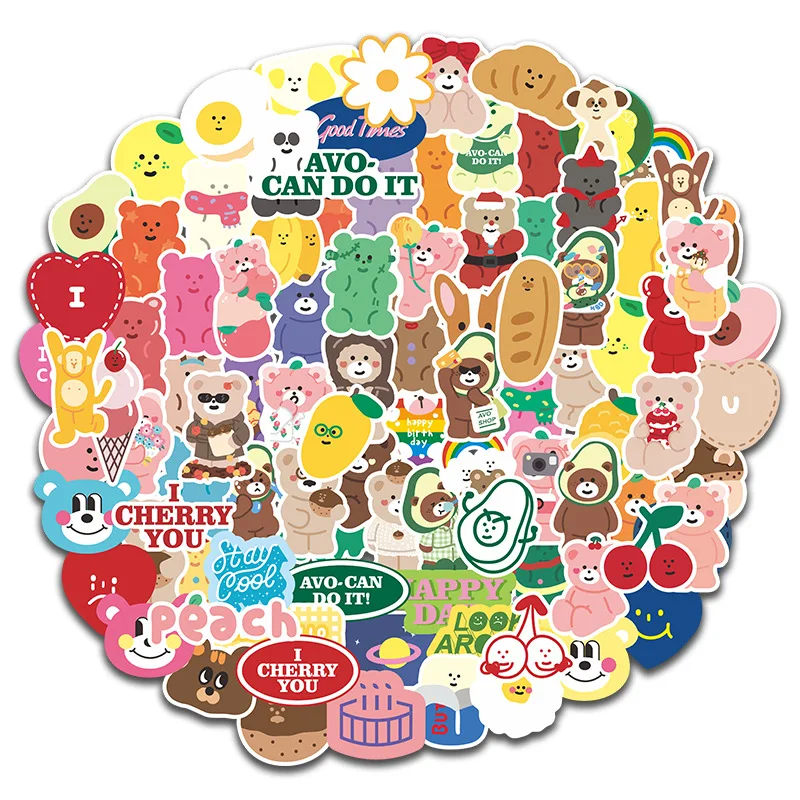 

100Pcs/set Lovely Cake Bear Stickers For Scrapbooking Decorative Korean Diary Album Stick Label Kawaii Stationery Sticker Decals
