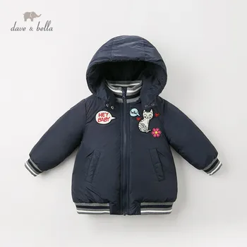

DB11999 dave bella winter baby girls down pockets cartoon hooded coat outerwear children 90% white duck down padded kids jacket