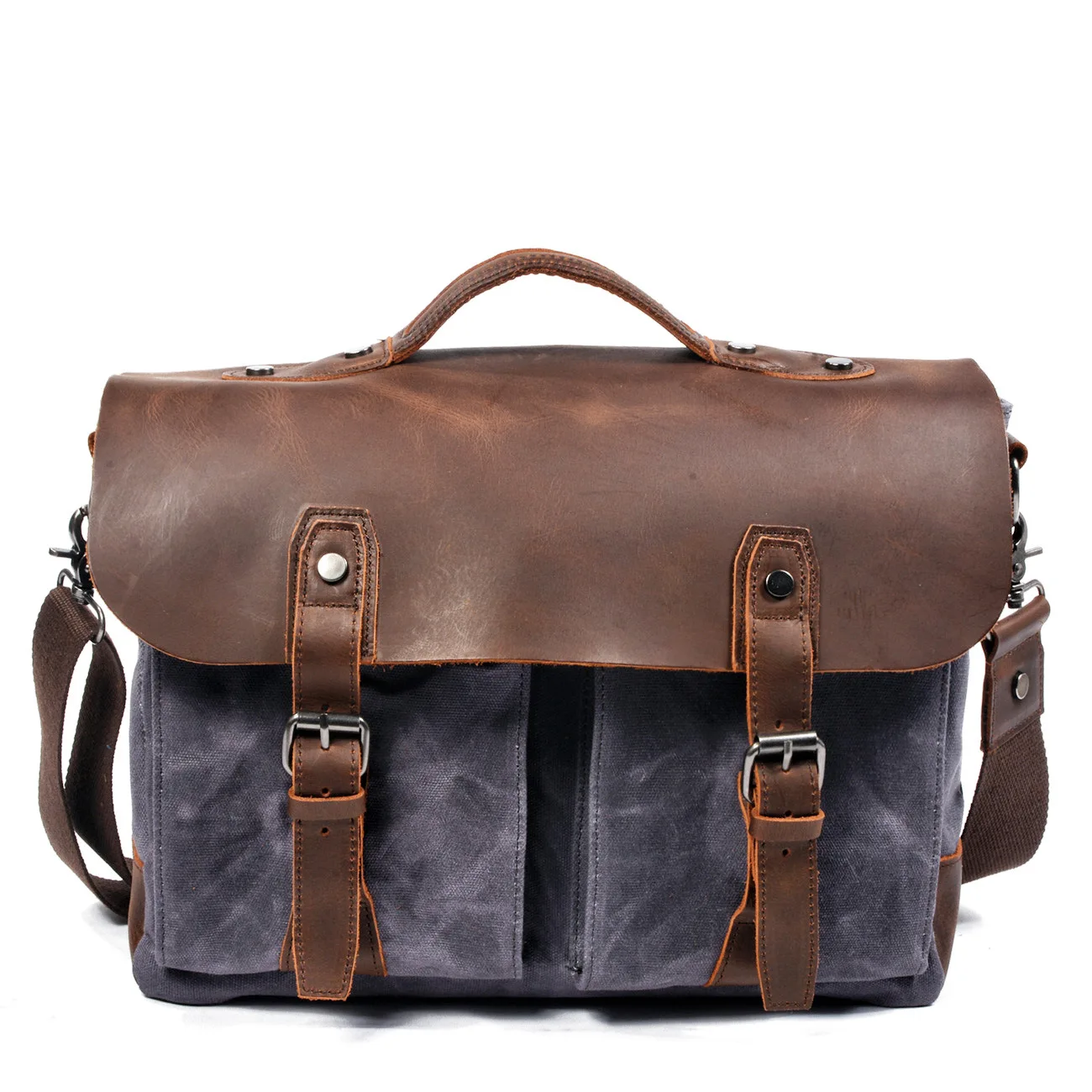 

Unisex Canvas Shoulder Bag Men's Simple Portable Briefcase Messenger Computer Bag Business Bag