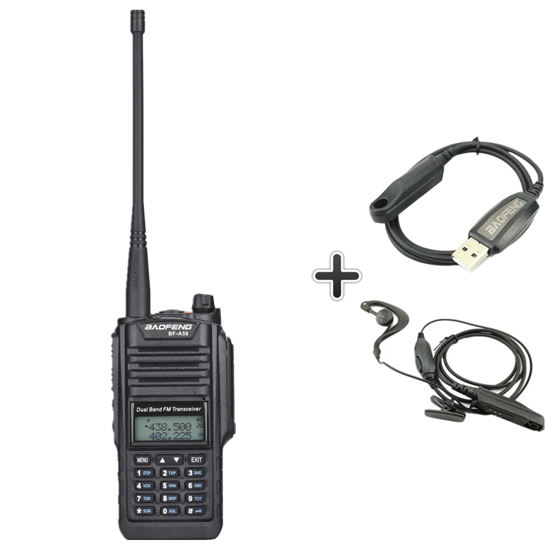 Add 1Headset 1Cable Baofeng BF-A58 Walkie Talkie IP67 водонепроницаемый UHF VHF радио двухдиапазонный A58 двухсторонний радиоприемопередатчик Woki Toki Baofeng UV-9R Plus - Цвет: Add 1Headset 1Cable