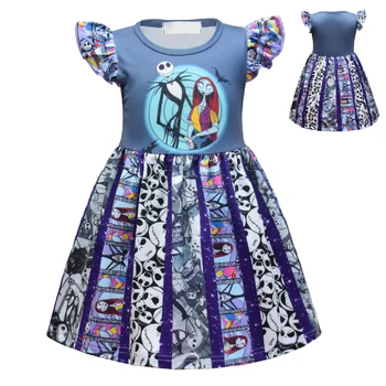 

2020 Summer Baby Girl Christmas Dress Kids Clothes Girls Jack Skeleton Sally Pattern Dresses Cosplay Princess Dresses
