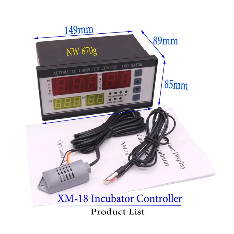 1 шт. 220 В XM-18 контроллер инкубатор многофункциональный автоматический инкубатор промышленные инкубаторы Температурный Зонд 0,85 кг