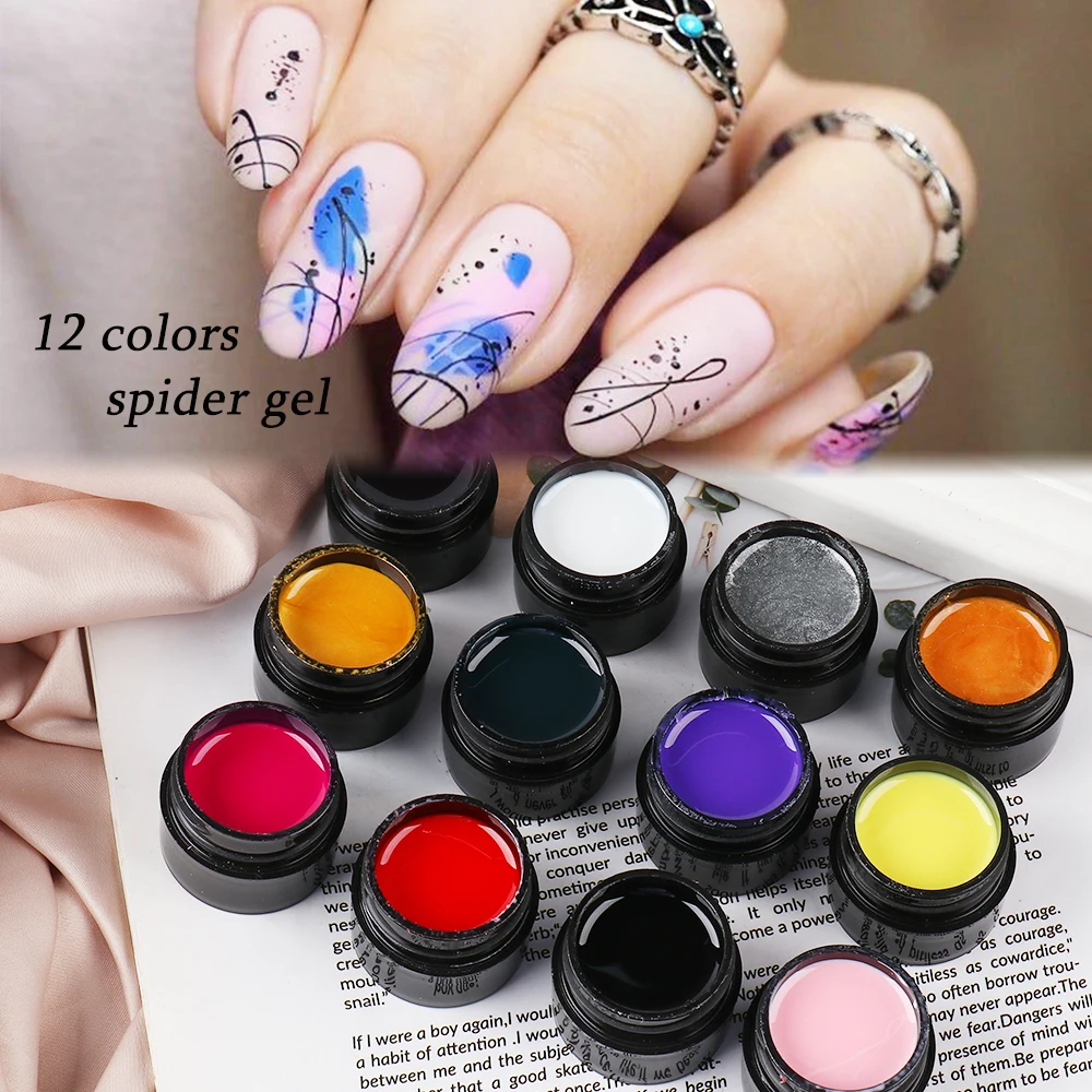 6ml Spider Web Gel Polish Nail Art Design Black UV Painting Gel Silk Lines  Varnishes For Manicure DIY Drawing Decoration GL1615