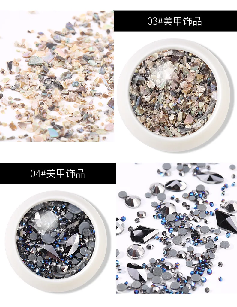 Nail Ornament Natural Shell Stickers Hot Sales Moon And Stars Rivet Micro Drill Bottom Tip Man-made Diamond Flat-bottomed Diamon