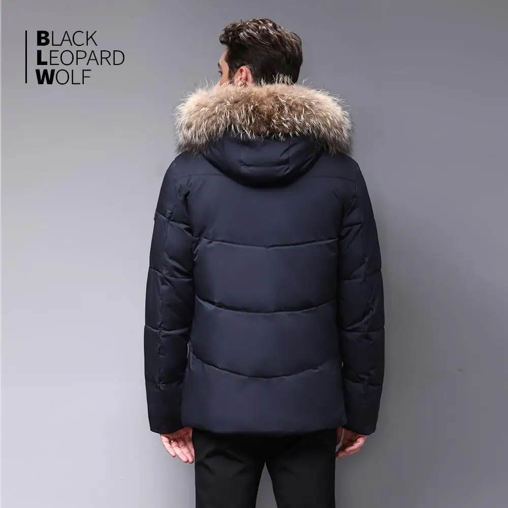 Мужская куртка с мехом енота Blackleopardwolf роскошная ветровка воротником BL 973M зима