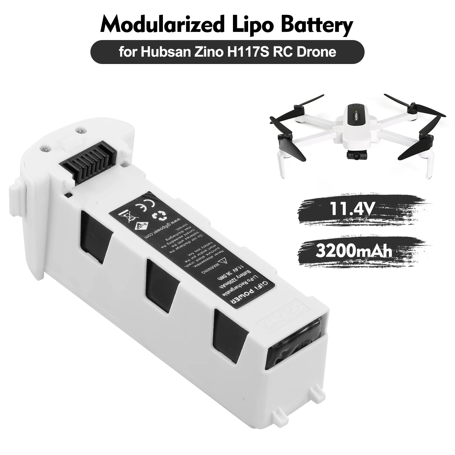 

11.4V 3200mAh Spare Intelligent Modularized Lipo Battery RC Parts for Hubsan Zino H117S Drone