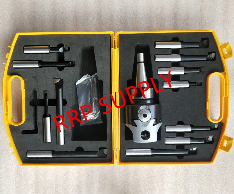 NT30/ISO30 taper, F1-18 75mm boring head with NT30/ISO30 shank and 12pcs 18mm boring bars, head set