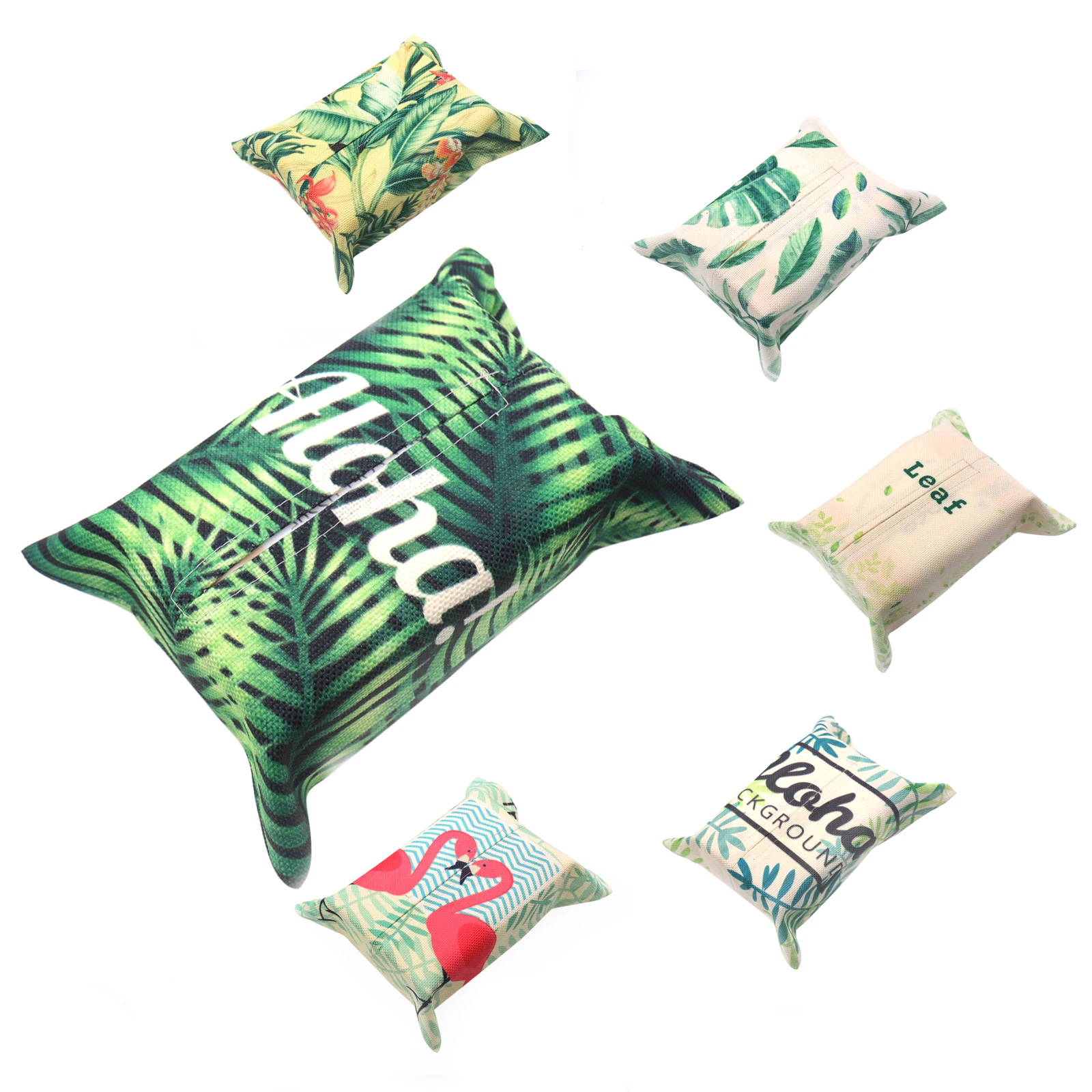 Green Leaf Flamingo Tissue Box Cloth Napkin Storage Bag Paper Container For Party Hotel Home Decoration