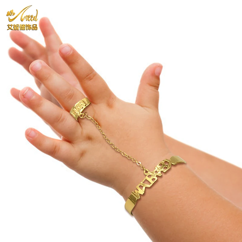 ANIID 24K Gold Color Baby Bracelet Bangles Copper Kids Cuff Infant Adjustable Newborn Fashion Toddler Girls