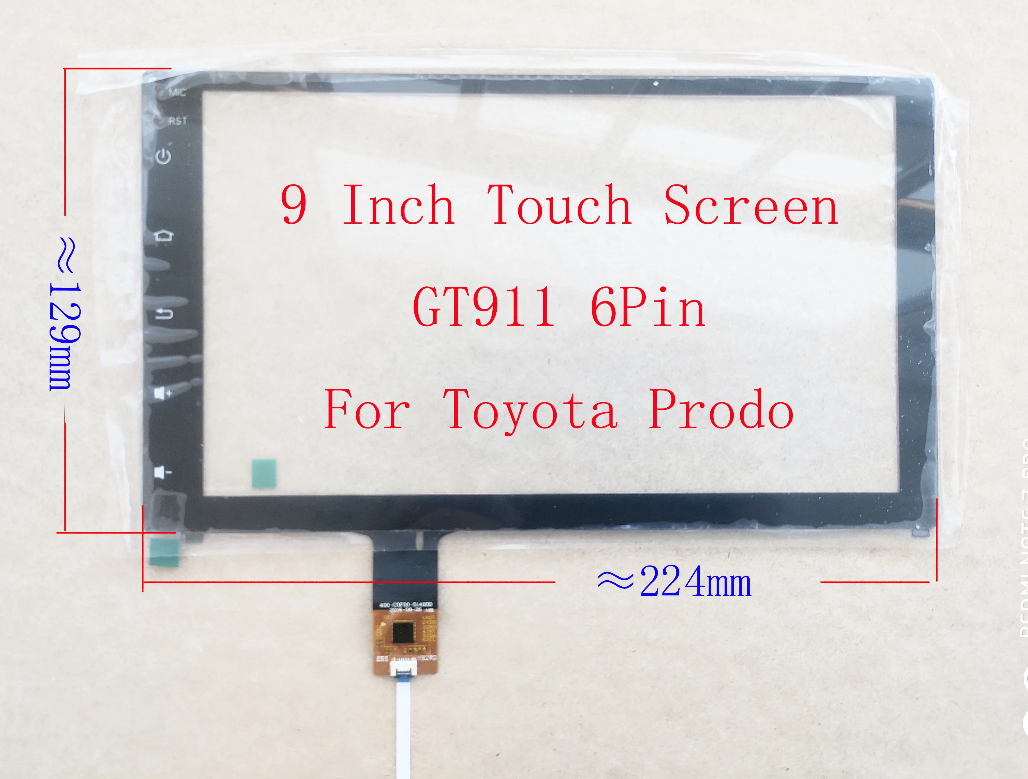 Polegada Capacitivo Touch Screen Sensor Digitador Paenl Vidro 224*129 mm para Toyota Prodo Gt911 6pin Zp2262-9 Zp22620 Jts227090 9