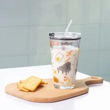 Новые Мультяшные животные милые стеклянные чашки пива кофе ручной работы здоровый напиток кружка чай кружки прозрачный напиток посуда крышка ложка соломинка 1 шт