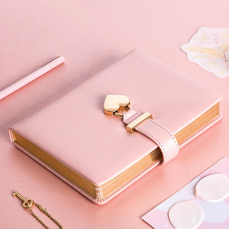 Kawaii Cute Personal Diary with Heart Lock PU Leather B5 Notebook School Supplies Lockable Password Writing Pads Girl Women Gift Kawaii Cute Personal Diary with Heart Lock PU Leather B5 Notebook School Supplies Lockable Password Writing Pads Girl Women Gift