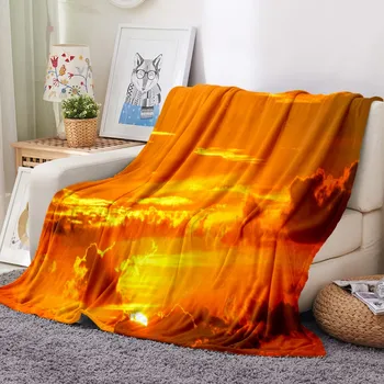 

Golden Sunset Flannel Fleece Blanket Girls Travel Office Custom Plush Throw Blanket on Sofa Bed Dropshipping Blanket Bed Cover