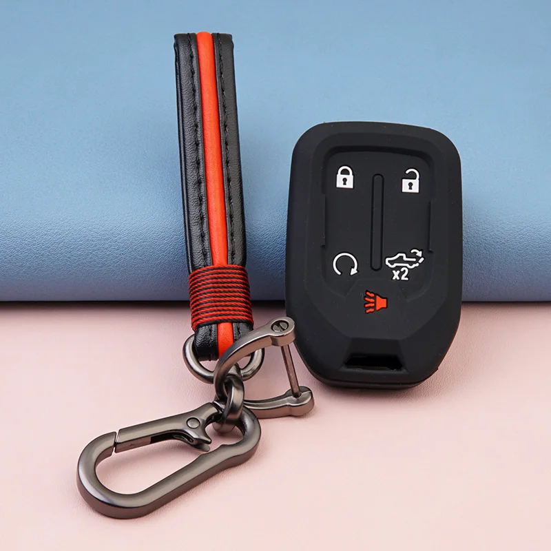 For Key Fob Cover With Keychain Car Key Case Shell Protector For 2019-2022  Chevy Silverado Sierra 1500 2500hd 3500hd - Temu