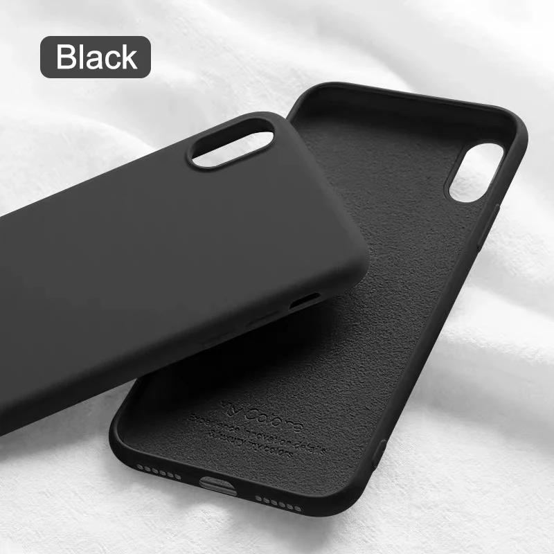 Жидкий силиконовый чехол для iphone 11 Pro Max X XS Max XR карамельный цвет ультра тонкий мягкий чехол для iphone 7 8 6 6S Plus чехол s - Цвет: black