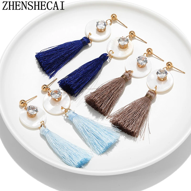 2019 винтажная Этническая длинная ниспадающая кисточка серьги для женщин женские
