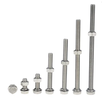 

M8 M10 M12 Hex Socket Head Cap screw Bolt And Nut Set With Plain Washers 304 Stainless Steel Hex Screw Screw Nut 8x10 10x55 12x8