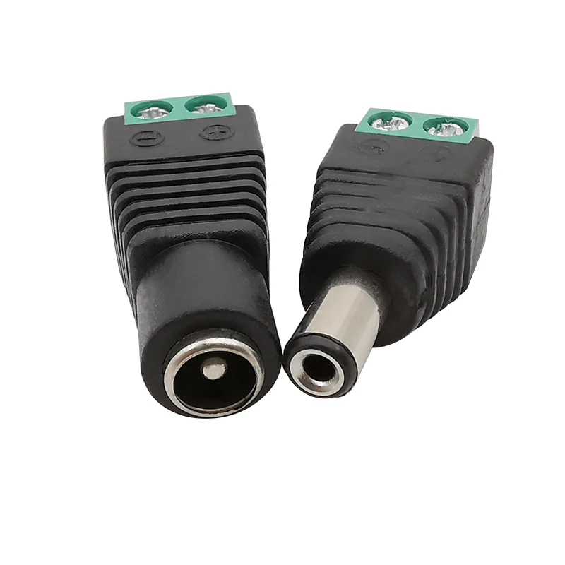 Enchufe macho y hembra de 5,5x2,1mm, conector de alimentación CC de 2