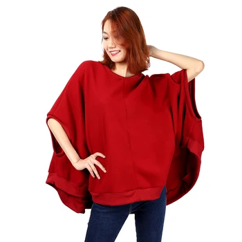 

Fashion Plus Size Ladies Solid Color Loose Cape Round Neck Overcoat Winter Women Cloak Coat Autumn Ponchos