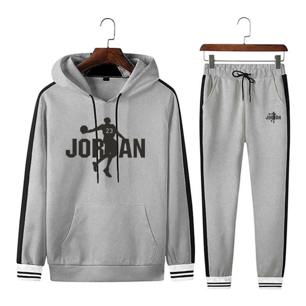 

New Clothing 2 Sets Piece Men Set Sport Tracksuit Outfit SweatSuits Hoodies & Long Pants Track 4XL Size Tracksuit Men Hoodie