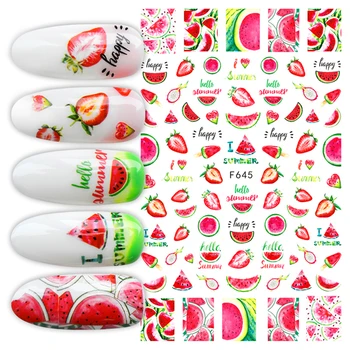 

1Pc Summer 3D Stickers For Nails Designs Fruit Flower Leaf Series Decorations Sliders Nail Art Sticker Decals