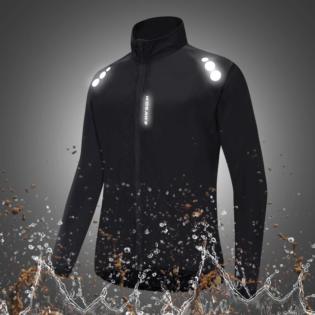 WOSAWE Reflective Cycling Jackets Men Breathable Waterproof Lightweight Rain Windbreaker Coat Bicycle Cycle MTB Bike Clothing BL246-B