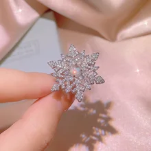  Exquisite Three-piece Jewelry for Women Snowflake Shape Ring Earring Necklace Shiny Zircon Jewelry Wedding Set 