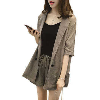 

Women 2 Pieces Sets Small Work OL Suit Female Blazer and Short Suit Set Office Lady Coat Sexy Chic Suit