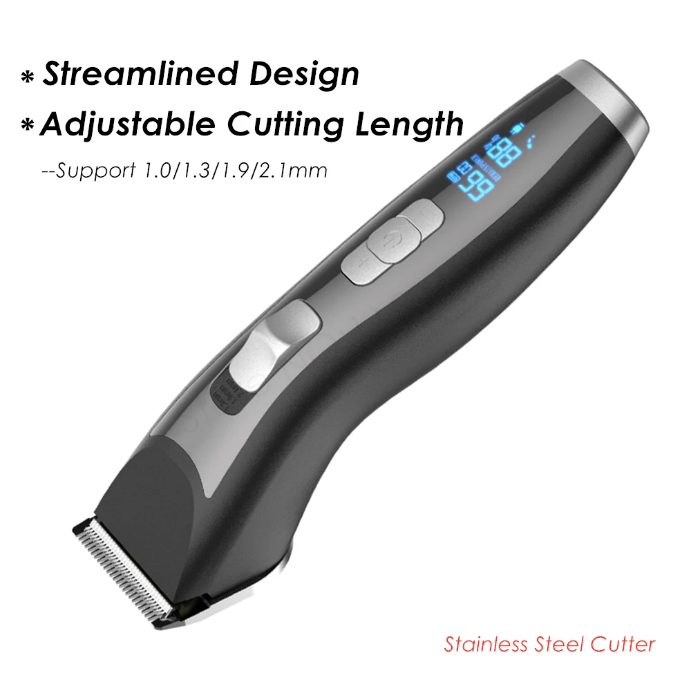 Professional Rechargeable Electric Hair Clipper Stainless Steel Blade Hair Trimmer for Men Kids LED Display Cutting Machine