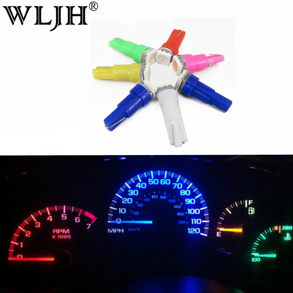 WLJH 25 шт. T5 7 цветов Led W3W W5W Клин светильник лампочка 5050 инструмент SMD 12V автомобиля
