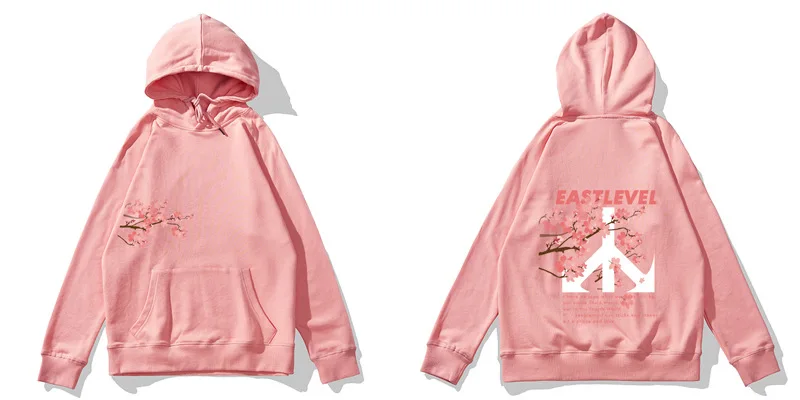 Sweatshirt Pink Flower Printing Hoodies Sweatshirts Cotton Casual Women Sweatshirt Pullovers Women's Man's Oversized Hoodie