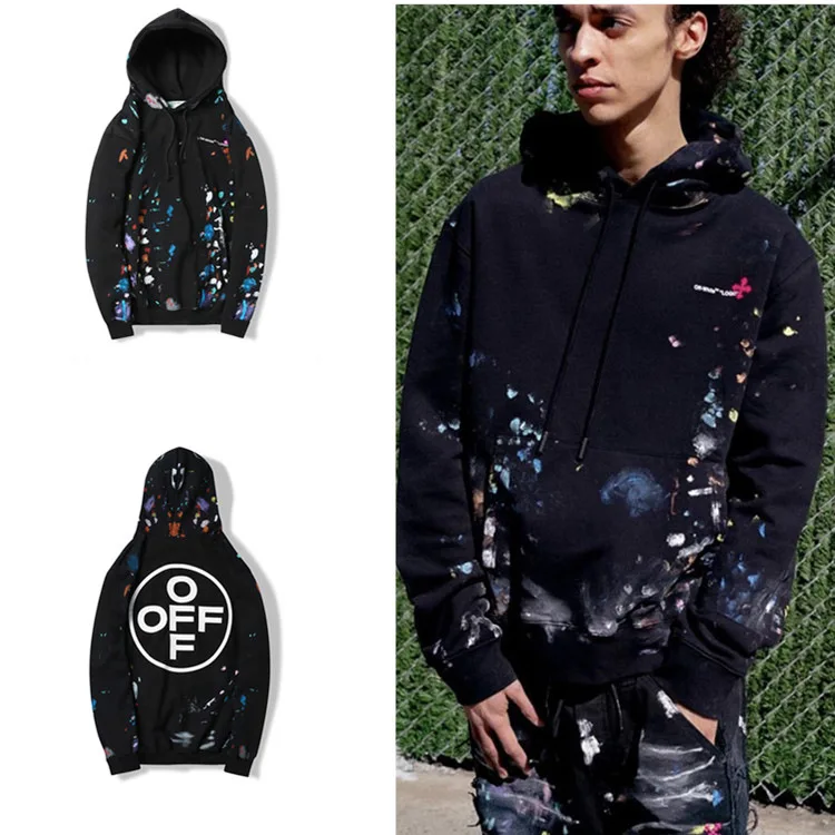 OFF-WHITE Ограниченная серия фейерверков толстовка мужская пара Дикий плюс бархатная куртка с капюшоном