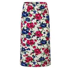 Высокая талия цвет мешок бедра средней длины печати шаг юбка