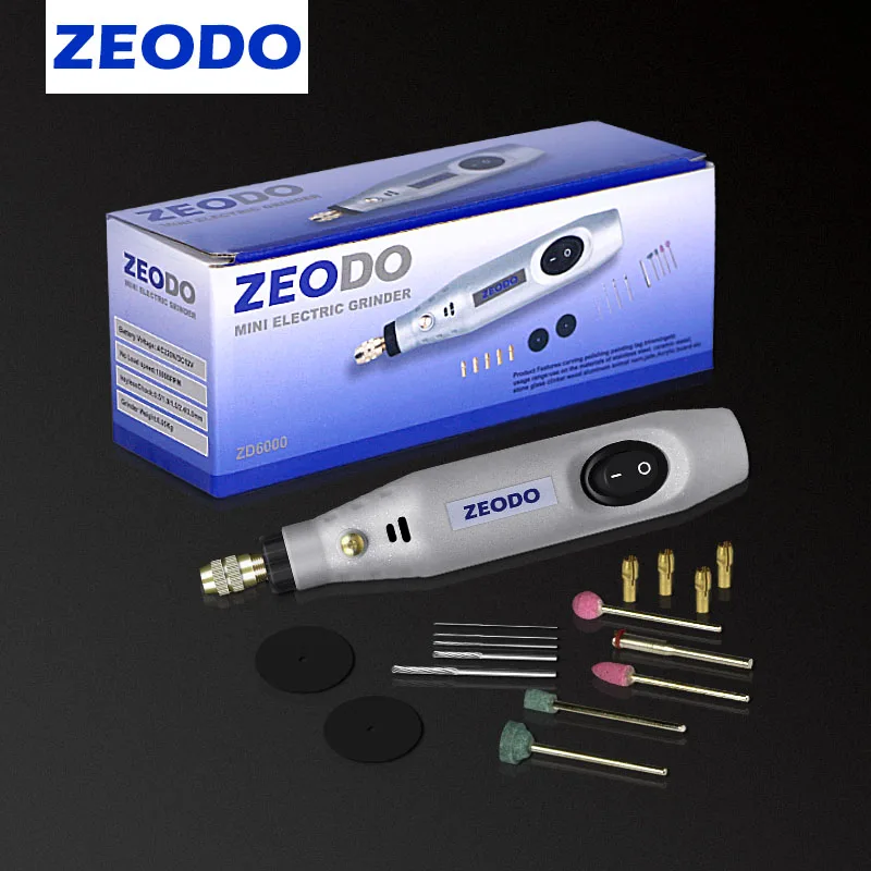 Zeodo ZD6000 Мини DIY электрический шлифовальный станок Дрель шлифовальный Набор Мощность роторные инструменты 2 Вт-15 Вт Резьба по дереву гравировка ручка DC 12 В AC100-240V