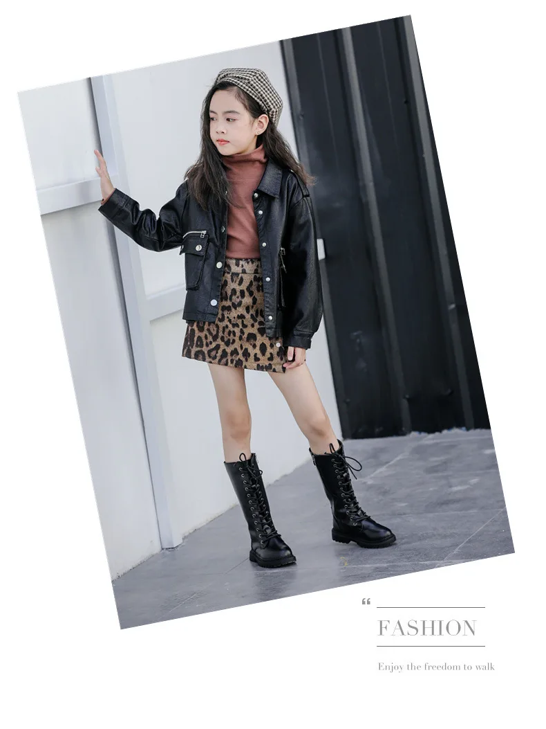 Botas para Crianças Botas de Couro Genuíno para a Menina Preto à Prova Sapatos de Neve Novo Crianças Sapatos Dwaterproof Água Inverno Meninas Botas Tamanho 36 5 High Quality Mamãe e Bebê
