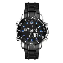 Крутые Спортивные кварцевые мужские часы модные персональные дикие водонепроницаемые часы со стальным ремешком светодиодные цифровые часы с большим циферблатом