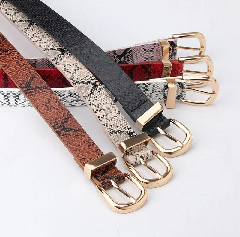 Trend new Ladies Belt snake pattern PU leather Pin buckel Belt Fashion simple jeans belt wind Women's Belt