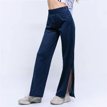 

2020 Spring and Autumn Slit Casual Pants Side Button Wide Leg Pants Female