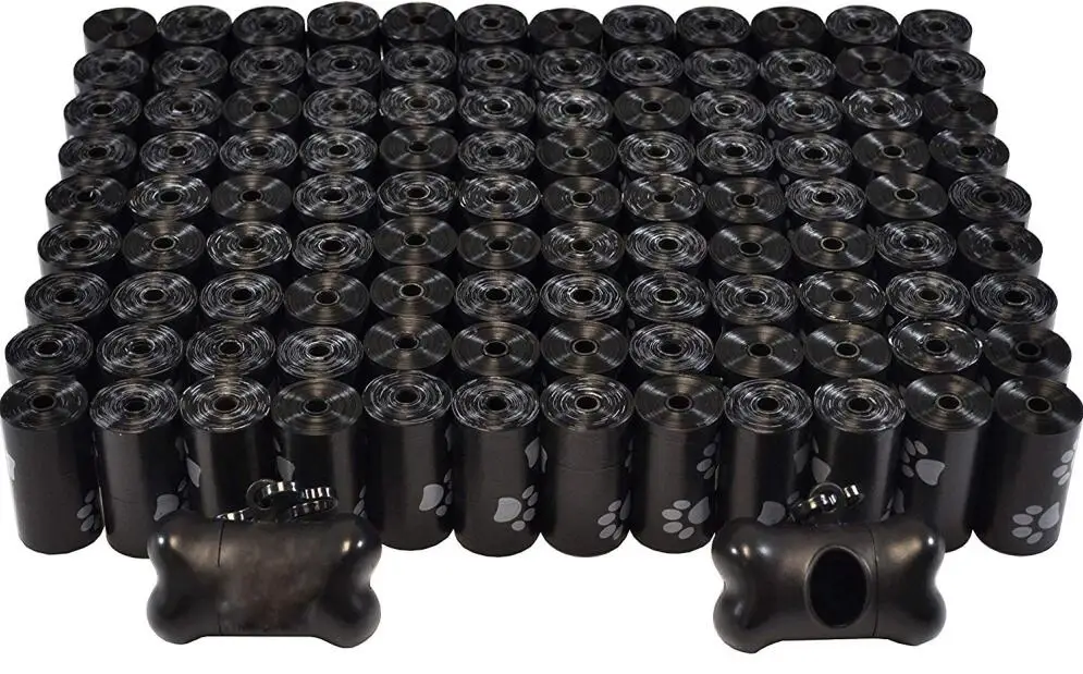 60rolls black 10 рулонов/60 рулонов мешок для собачьих какашек с принтом лап 15 мешков/рулон больших мешков для кошачьих отходов собачка открытый домашний чистый запасной пакет для мусора - Цвет: 60rolls black