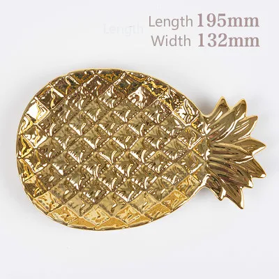Golden pineapple Золотой лист керамическая тарелка фарфоровые листья ананас конфеты безделушка блюдо ювелирные изделия фрукты сервировочный лоток для хранения тарелка скандинавские настольные - Цвет: Golden pineapple