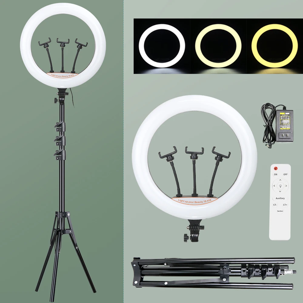 45cm LED Ring Light 18 Inch Profissional Photography Lighting Dimmable Selfie Lamp with Tripod Stand Phone Holder for Video Live |