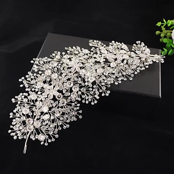 

TRiXY H240-S Luxury clear rhinetone wedding headband crystal bridal tiaras and crowns alloy flower women headpieces hair jewelry